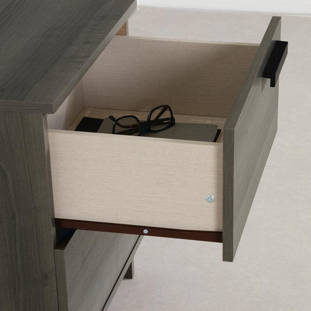 Gray Maple 2-Drawer Scandinavian Nightstand
