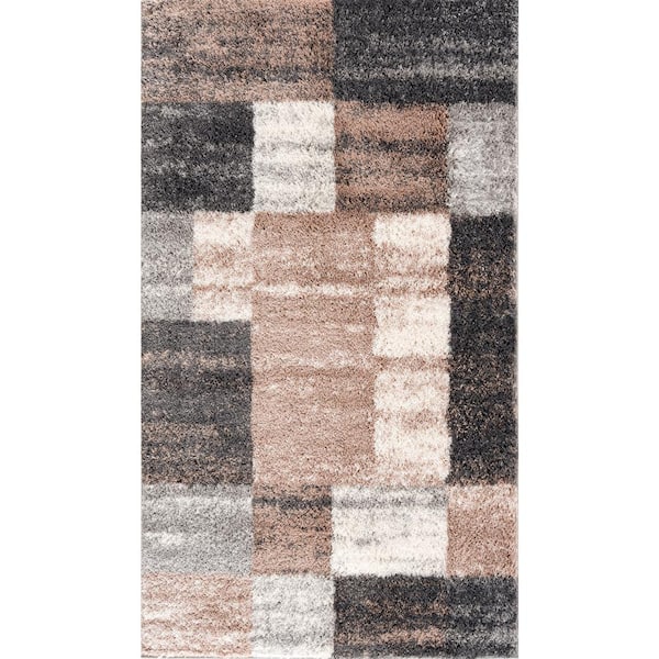 Rug Branch Retro Beige (4 ft. x 6 ft.) - 3 ft. 9 in. x 5 ft. 6 in. Modern Abstract Area Rug