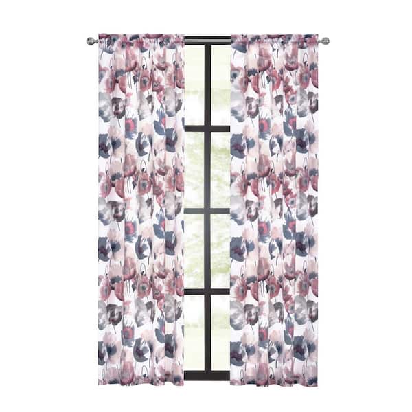 ACHIM Poppy Field Polyester Room Darkening Window Panel - 50 in. W x 84 in. L in Blush