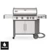 Genesis II S-435 4-Burner Natural Gas Grill in Stainless Steel with Built-In Thermometer and Side Burner