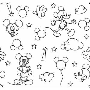 Disney Mickey Mouse Black and White Line Art Peel and Stick Wallpaper (Covers 28.29 sq. ft.)