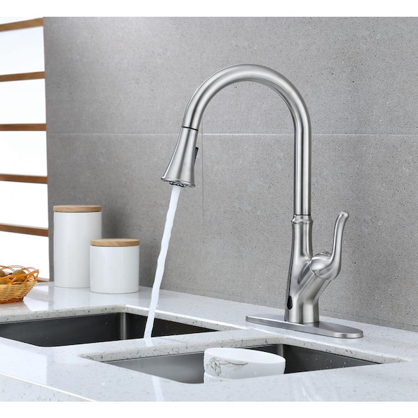 Brisbane Single-Handle Pull Down Sprayer Sensor Kitchen Faucet  Brushed Nickel