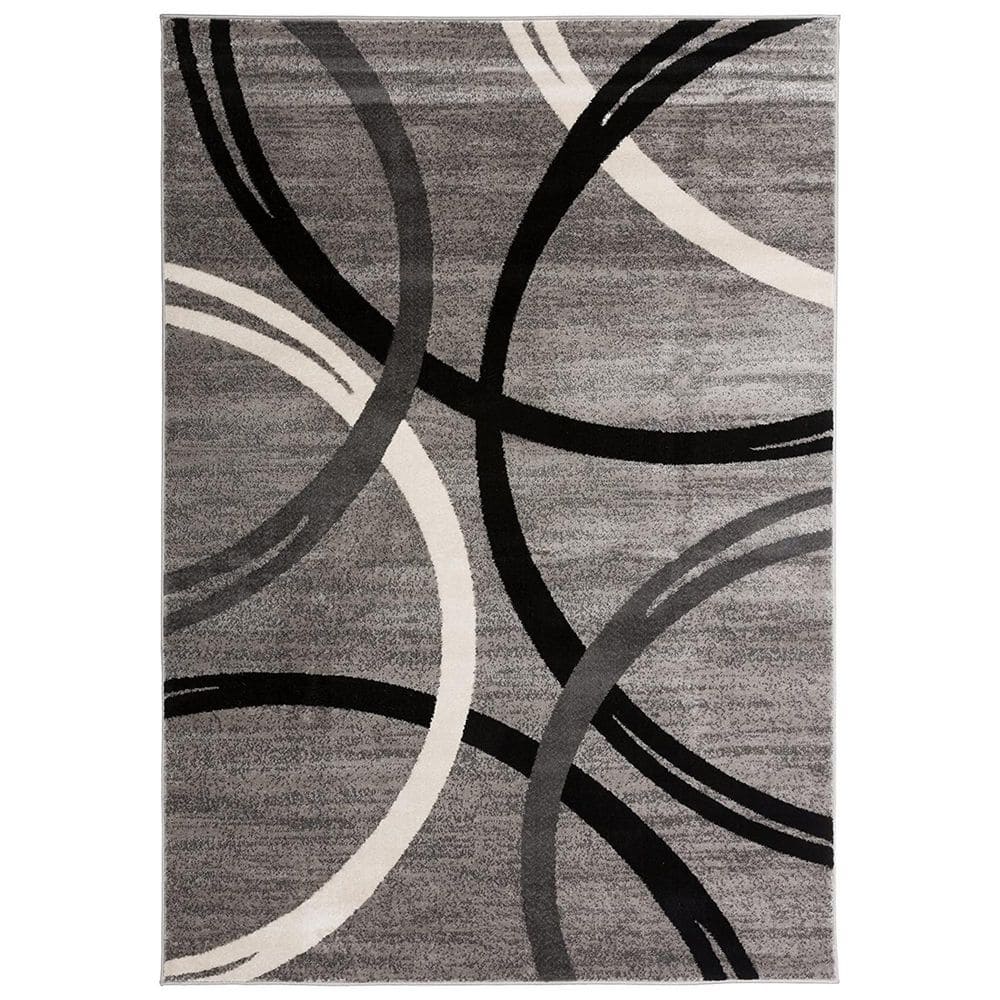 Gray Polypropylene 8 ft. x 10 ft. Geometric Indoor Area Rug