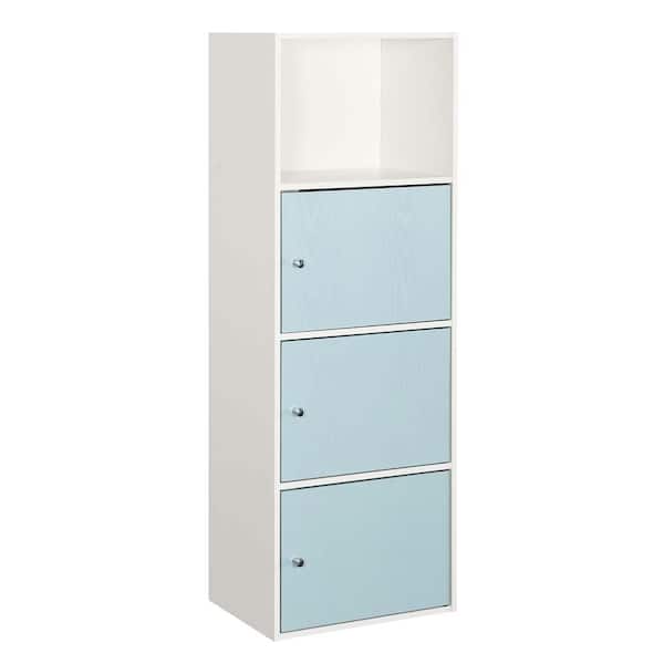 Convenience Concepts Extra Storage White/Sea Foam Blue 46.75 in. 3 Door Cabinet with Shelf