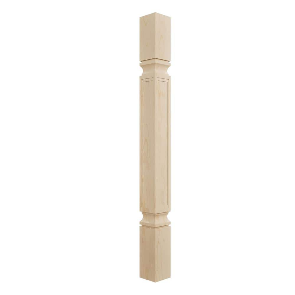 Ekena Millwork 3-3/4 in. x 3-3/4 in. x 35-1/2 in. Unfinished Alder Kent Raised Panel Cabinet Column