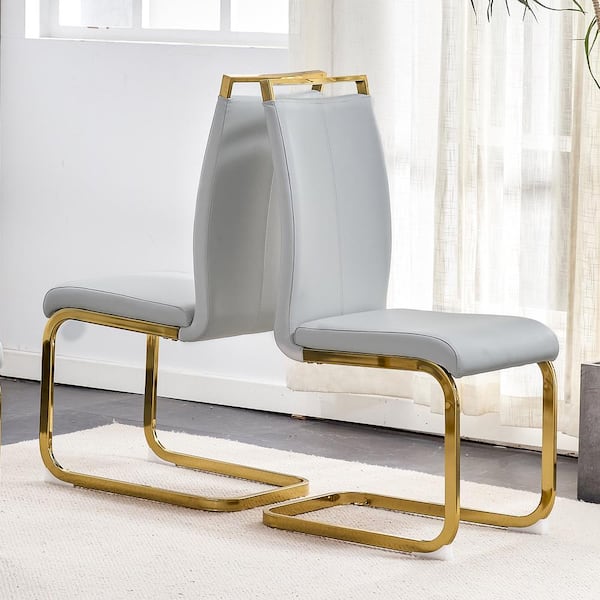 IDEAGLE Beige Kitchen Dining Chairs Set of 2, Modern Faux Leather Dining Chairs Set, High Back Seat Chairs for Dining Room