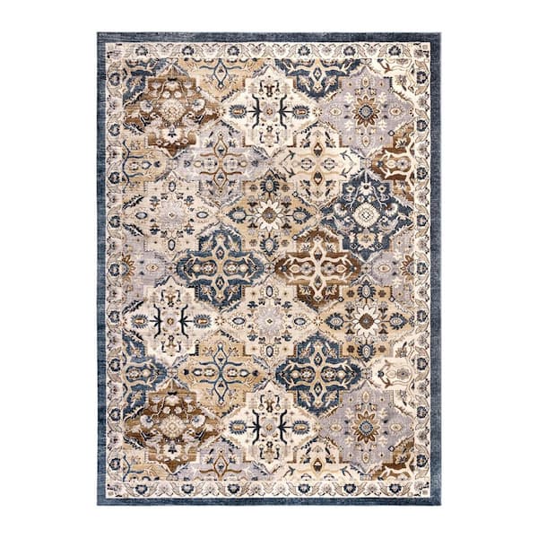 G.A. Gertmenian and Sons Henley Merrick Blue 6 ft. x 9 ft. Medallion Polyester Indoor Area Rug