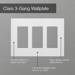 Claro 3 Gang Wall Plate for Decorator/Rocker Switches, Satin, Architectural White (SC-3-RW) (1-Pack)