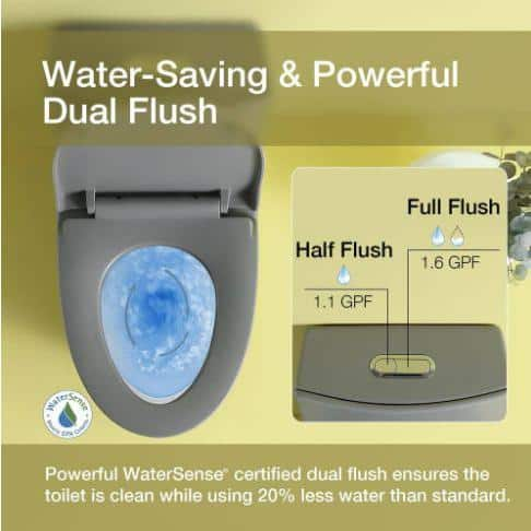 Glacier Bay McClure 1-piece 1.1 GPF/1.6 GPF High Efficiency Dual Flush  Elongated Toilet in Black, Seat Included N2420-BLK - The Home Depot