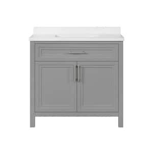 Mayfield 36 in. W x 22 in. D x 34.5 in. H Single Sink Bath Vanity in American Gray with White Cultured Marble Top