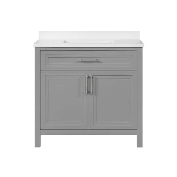 Mayfield 36 in. Single Sink American Gray Bath Vanity with White Engineered Stone Top (Assembled)