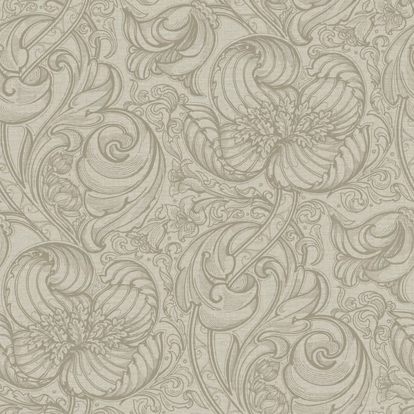 Unbranded Llewelyn-Bowen Off The Wall Beige Floral Down the Dilly Matte Finish Non-Pasted Non-Woven Wallpaper Sample
