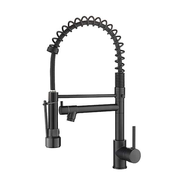 Single Handle High Arc Pull Out Sprayer Kitchen Faucet in Black