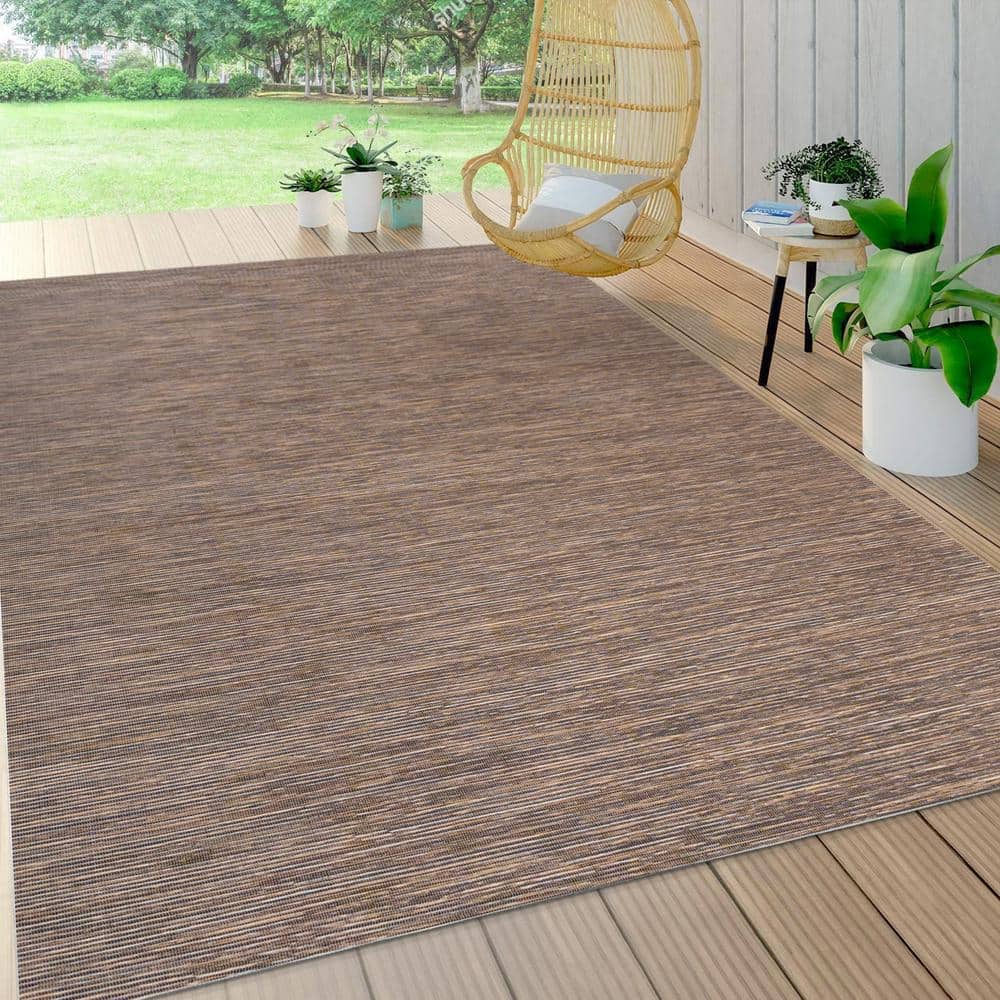 Ethan Brown Flatweave Synthetic 8' x 10' Area Rug