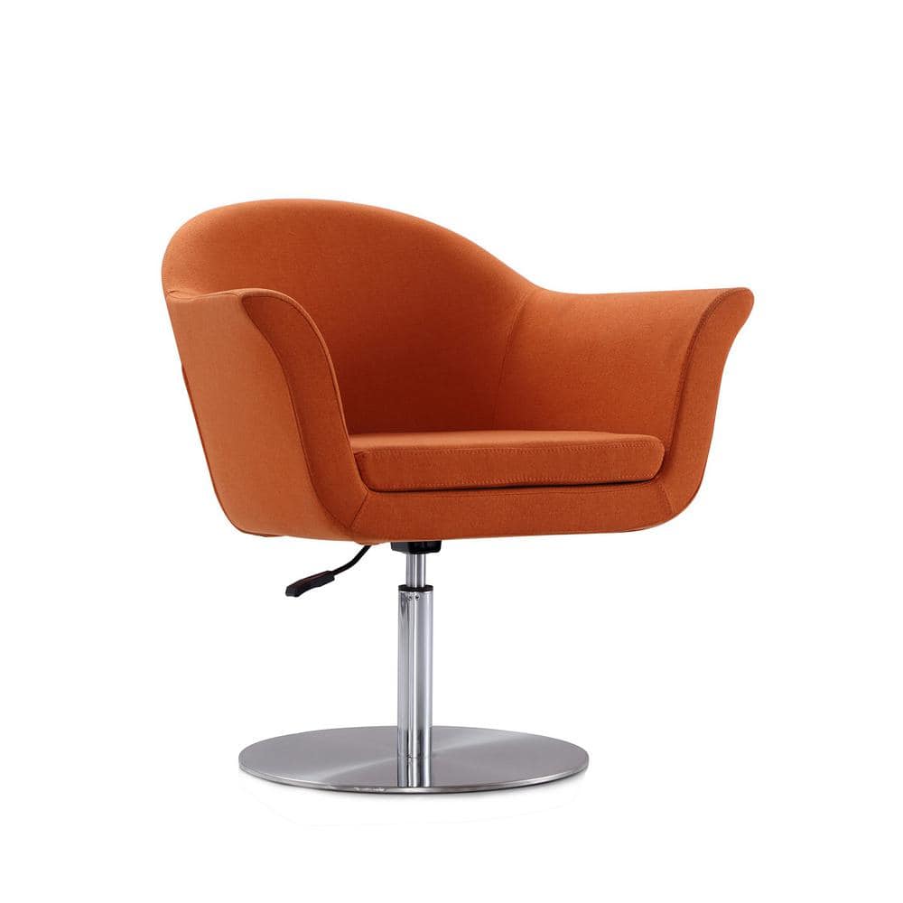 Mid-Century Modern Voyager Swivel Accent Chair in Orange and Metal