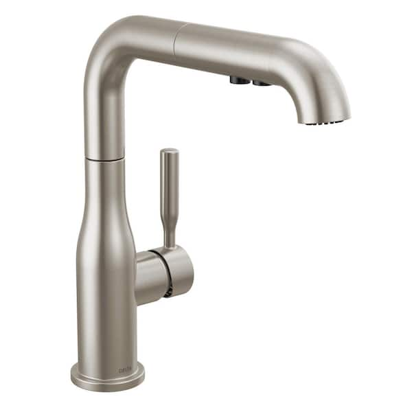 Almari Single Handle Pull Out Sprayer Kitchen Faucet Deckplate Included in Stainless