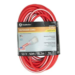 50 ft. 12/3 SJTW Hi-Visbility Multi-Color Outdoor Heavy-Duty Extension Cord with Power Light Plug