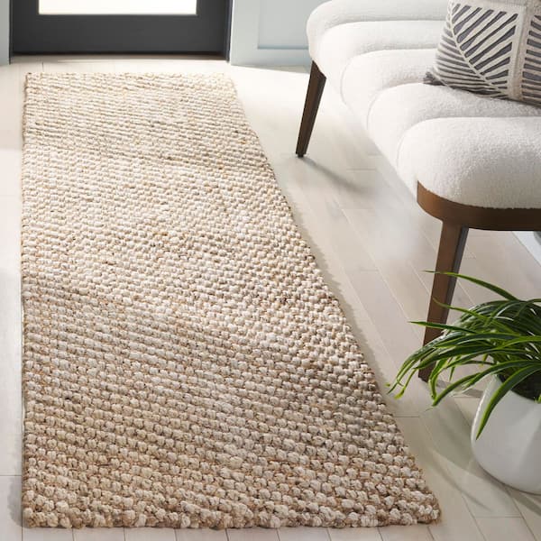Natural Fiber 2 ft. x 8 ft. Natural/Bleach Solid Color Runner Rug