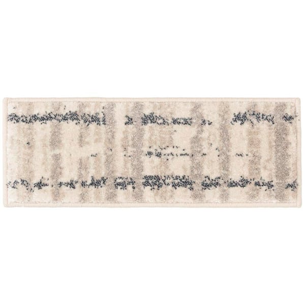 Capri Galinda Alabaster/Storm 9 in. x 26 in. Woven Polypropylene Stair Tread Cover (Set of 1)