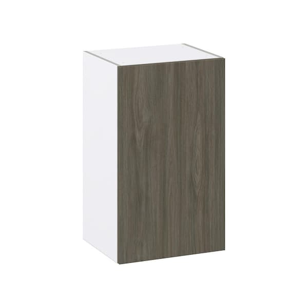 Medora textured Slab Walnut Assembled Wall Kitchen Cabinet with Full Height Door (18 in. W x 30 in. H x 14 in. D)