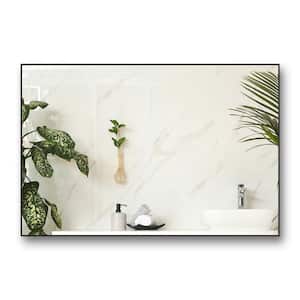 36 in. W x 24 in. H Large Rectangular Single Simple Aluminum Framed Wall Mounted Bathroom Vanity Mirror in Black