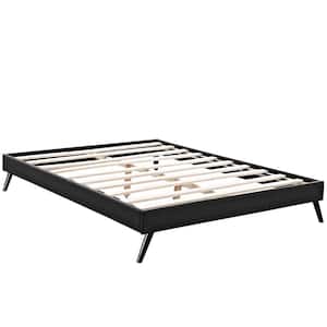 Loryn Black Faux Leather Queen Bed Frame with Round Splayed Legs
