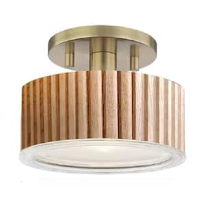 Tambo 10 in. 1-Light Weathered Brass Semi-Flush Mount with No Glass Shade and No Bulbs Included (1-Pack)