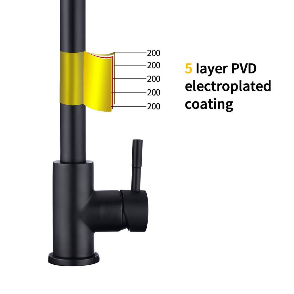Matte Black Stainless Steel Single-Handle Pull-Down Kitchen Faucet