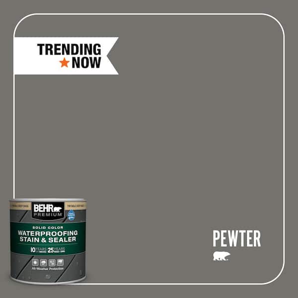 8 oz. #SC-131 Pewter Solid Color Waterproofing Exterior Wood Stain and Sealer Sample