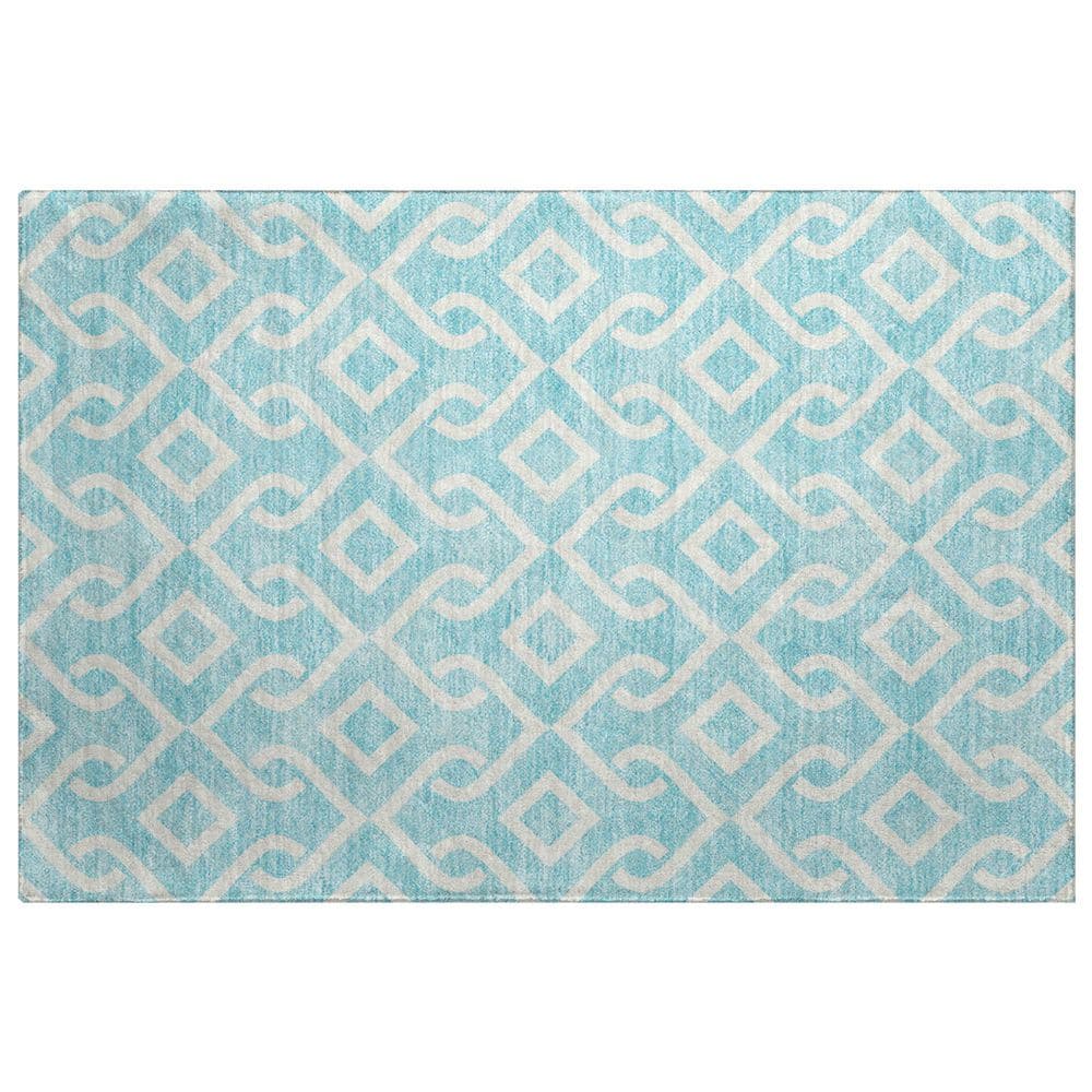 Dream Shag Premium Machine Washable Abstract ADS621 Aqua 2 ft. x 3 ft. Accent Rug price history on PriceWatchPro