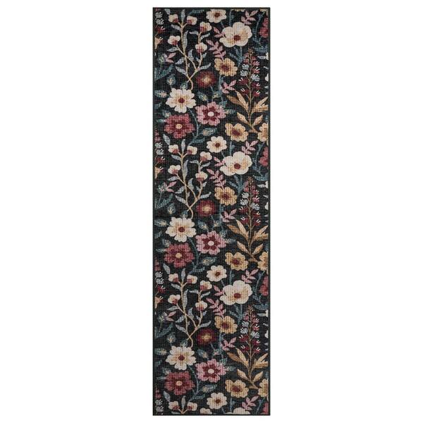 Ditsy Floral Garden Machine Washable Polyester Non-Slip Backing 2 ft. x 6 ft. Multi Area Rug