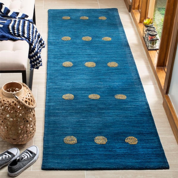 Himalaya 2 ft. x 10 ft. Blue Geometric Runner Rug