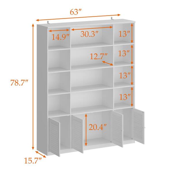 FUFU&GAGA White 78.7 in. H Accent Storage Cabinet, Office