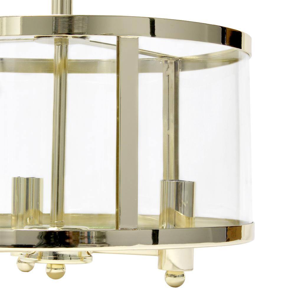 Gold and Glass 13" 3-Light Farmhouse Semi Flush Mount
