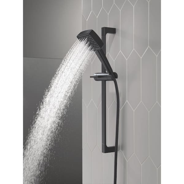 FeatherRain Spray with Slide Bar 4-Spray Wall Mount Handheld Shower Head 1.75 GPM in Matte Black