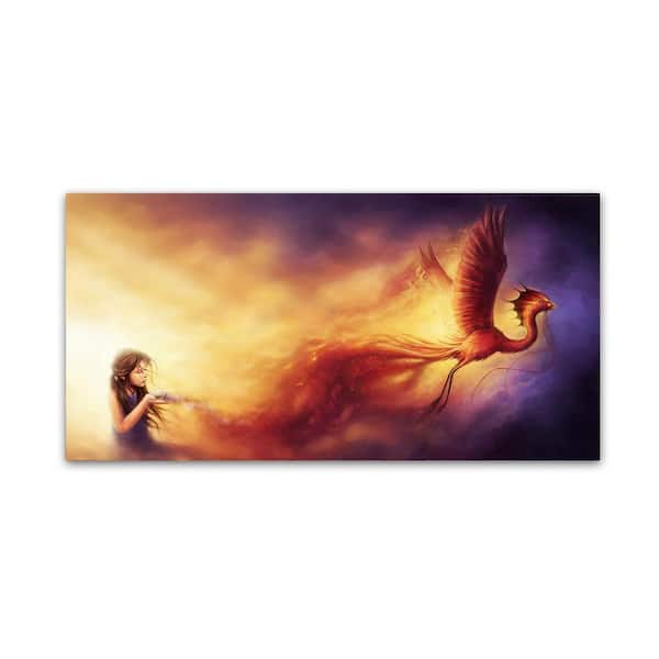 Trademark Fine Art Out of the Ashes by JoJoesArt Floater FrameFantasy Wall Art 10 in. x 19 in.