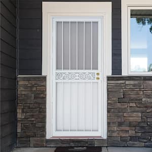 Tipton 32 in. x 80 in. Universal Reversible White Gloss Steel Storm Security Door