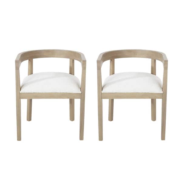 Noble House Cinnabar Light Ash and Almond Fabric Upholstered Dining Chair (Set of 2)