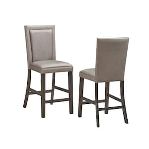 SignatureHome Capron Steel/Grey Finish Upholstered Counter Height Chair Set of 2. Dimension - (22Lx18Wx43H)