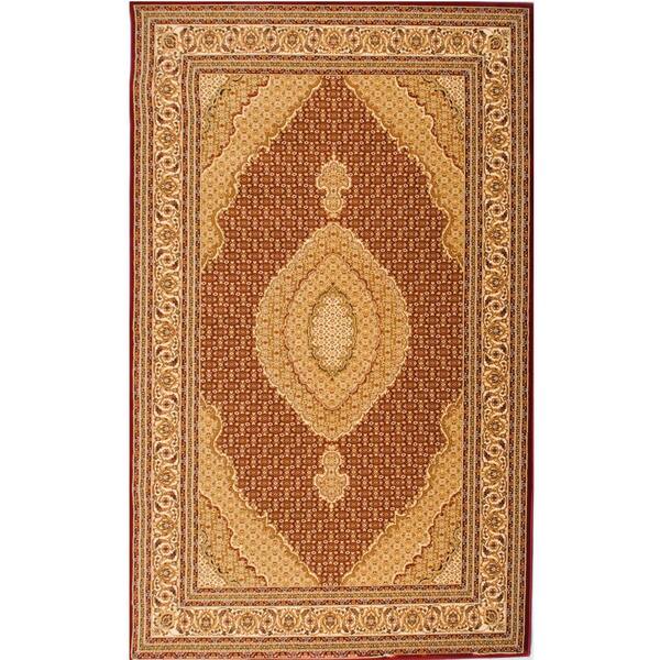 10 ft. x 13 ft. Beige and Red Oriental Washable Non Skid Area Rug