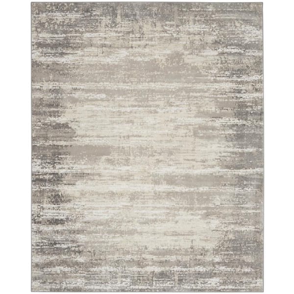 Nourison Cyrus Ivory/Grey 8 ft. x 10 ft. Abstract Contemporary Area Rug