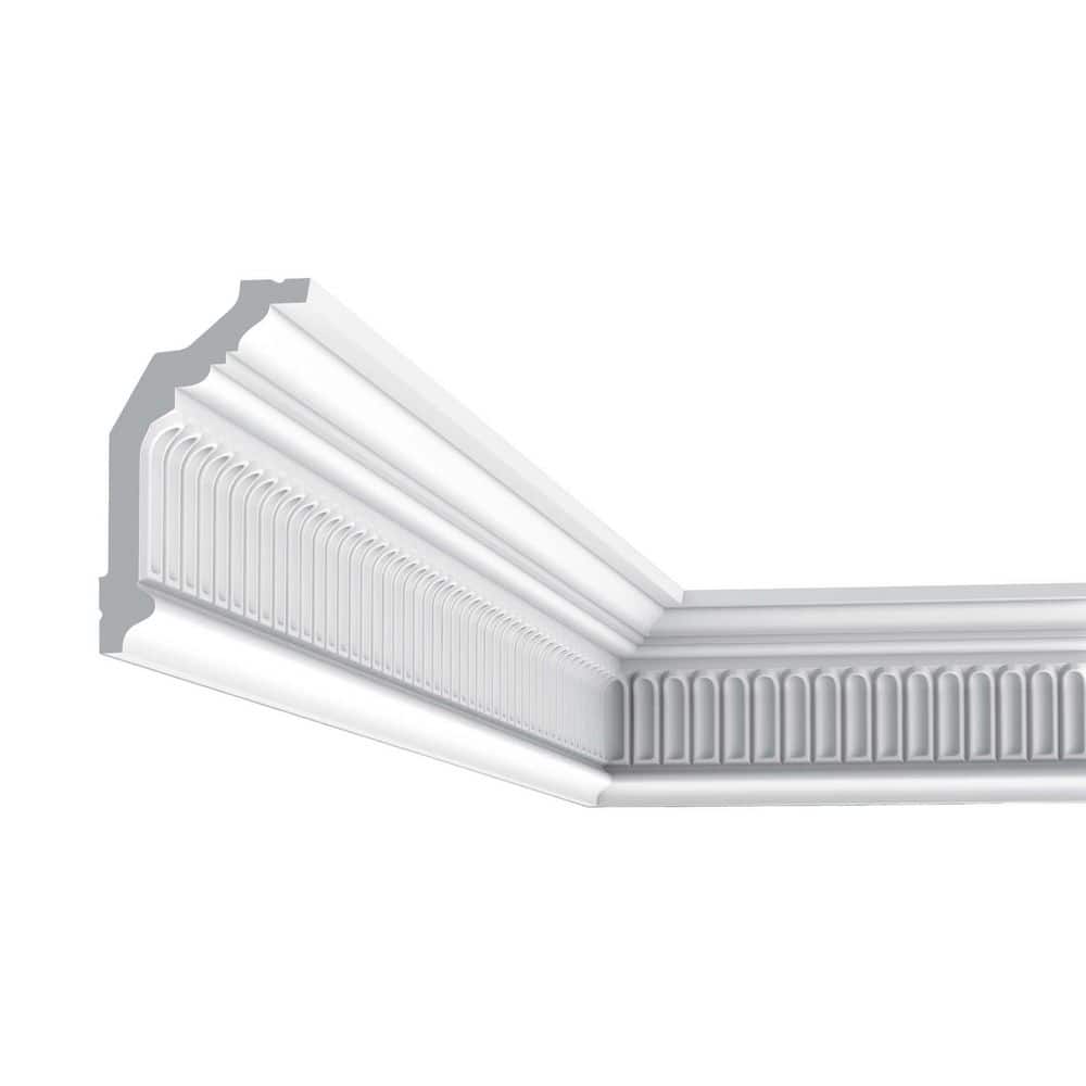 White Polyurethane Crown Moulding 78" Long with Ornate Design