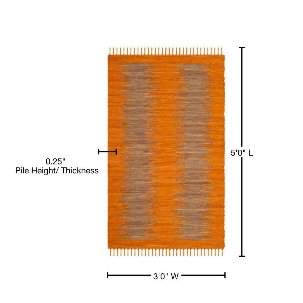 Montauk 3' x 5' Orange Wool and Cotton Flat Woven Rug
