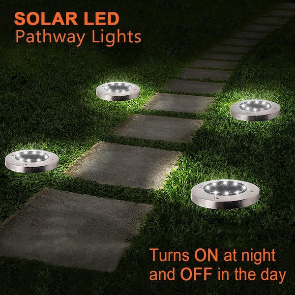 Solar Stainless Steel Clear Integrated LED Path Light (4-Pack)