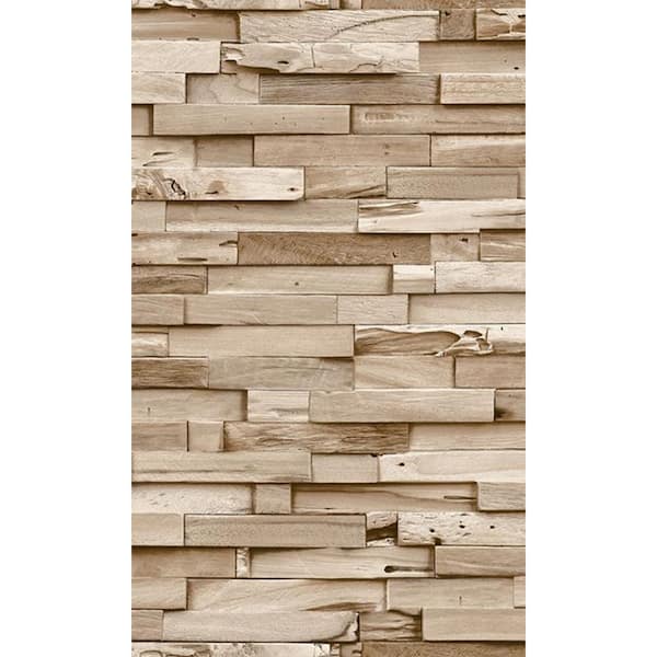 Walls Republic Light Brown Rustic Wood Look Textured Printed Non-Woven Paper Non Pasted Textured Wallpaper 57 Sq. Ft.