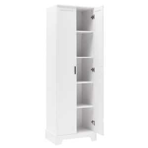 23.3 in. W x 17 in. D x 71.2 in. H White Linen Cabinet with Two Doors and Adjustable Shelf for Bathroom Office