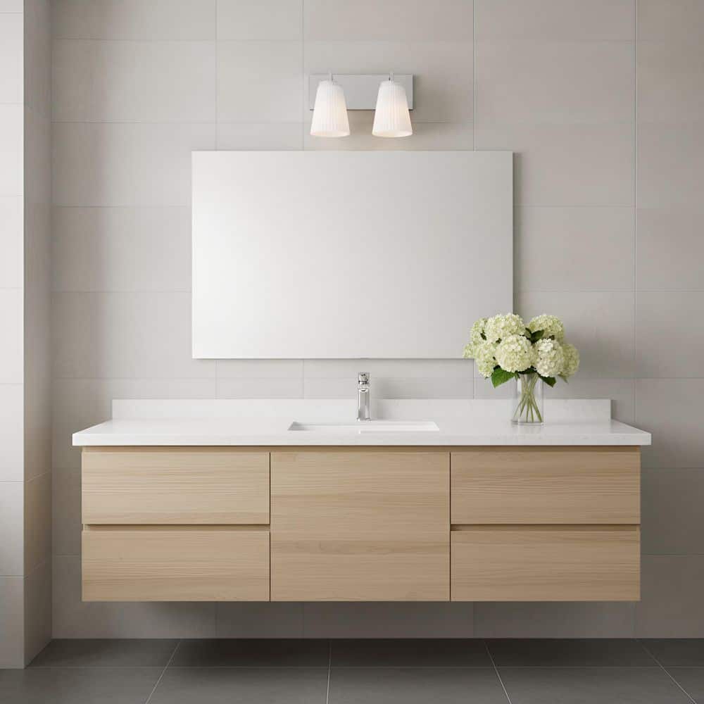 Upson 12 in. W x 7.75 in. H 2-Light Chrome Dimmable Medium Bathroom Vanity Light with Glass Shades price history on PriceWatchPro