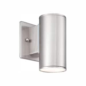Barrow 6 in. Satin Platinum Integrated LED Outdoor Line Voltage Wall Sconce