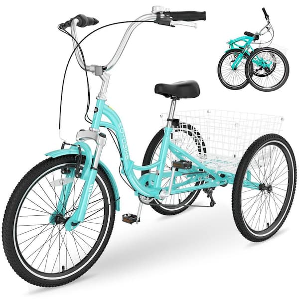 MOONCOOL Adults Folding Tricycle Bike, 3 Wheeled Bicycle 20 in