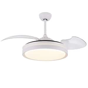 Sheffield 36 in. LED Indoor White 3-Speed Classic Invisible Retractable Ceiling Fan with Light,Remote Control